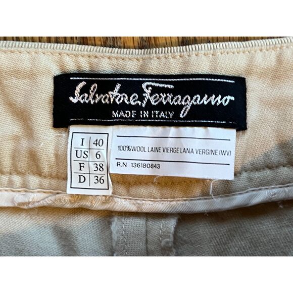 Salvatore Ferragamo Beige Wool Pants Trousers  Women's Size 6 - Picture 4 of 10
